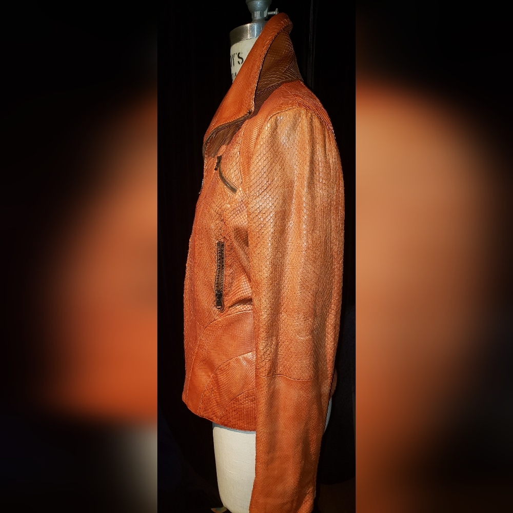 Sollecttic Genuine Python Snakeskin Burnt Orange … - image 8